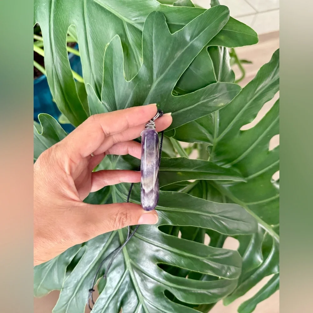 Chevron Amethyst Pendant || handmade necklace